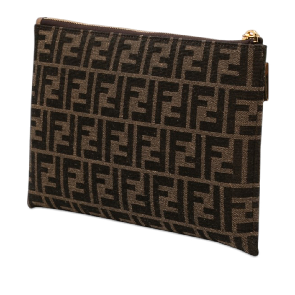 Pre-Loved Fendi Medium FF Jacquard Flat Baguette Pouch - Picture 2 of 7